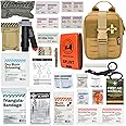 RHINO RESCUE IFAK Trauma Kit with Tourniquet for Wound Care, Tactical First Aid Kit Molle Pouch for Military, Combat, Car, Camping, Hiking, Travel， FSA HSA Eligible (Coyote Brown)
