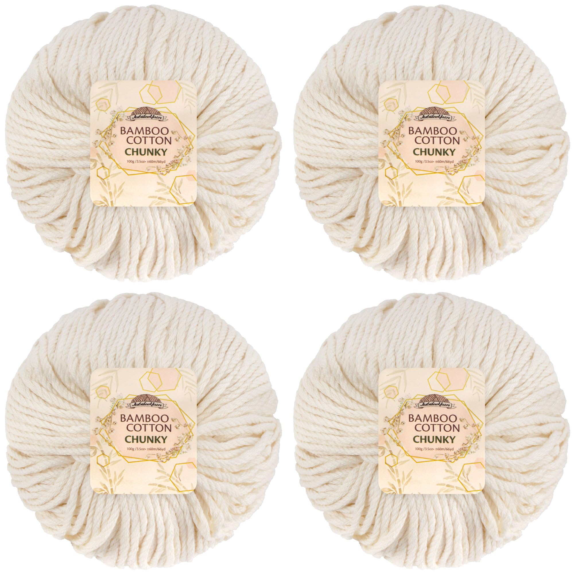 JubileeYarn Bamboo Cotton Chunky Yarn - 100g/Ball - Moon Beam - 4 Balls — image 1