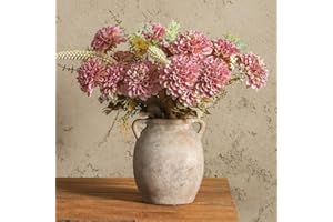 Dobbyby Ceramic Flower Vase 7.6 inch Farmhouse Rustic Vase Decorative Pottery Terracotta Vases for Home Decor Table Mantle Fireplace Living Room Bathroom Wedding Centerpiece (Whitewashed)