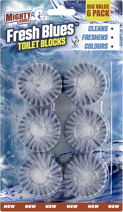 airpure Mighty Burst Fresh Blue Toilet Blocks 6 Pack FBTB724