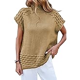 Cakulo Womens Oversized Sweater Vest Short Sleeve Mock Neck Fall Outfits Sleeveless Pullover Sweaters 2025