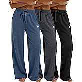Neer 3 Pack Women's Yoga Pants Loose Casual Wide Leg Sweatpants High Waist Lounge Drawstring Stretch Pants with Pockets