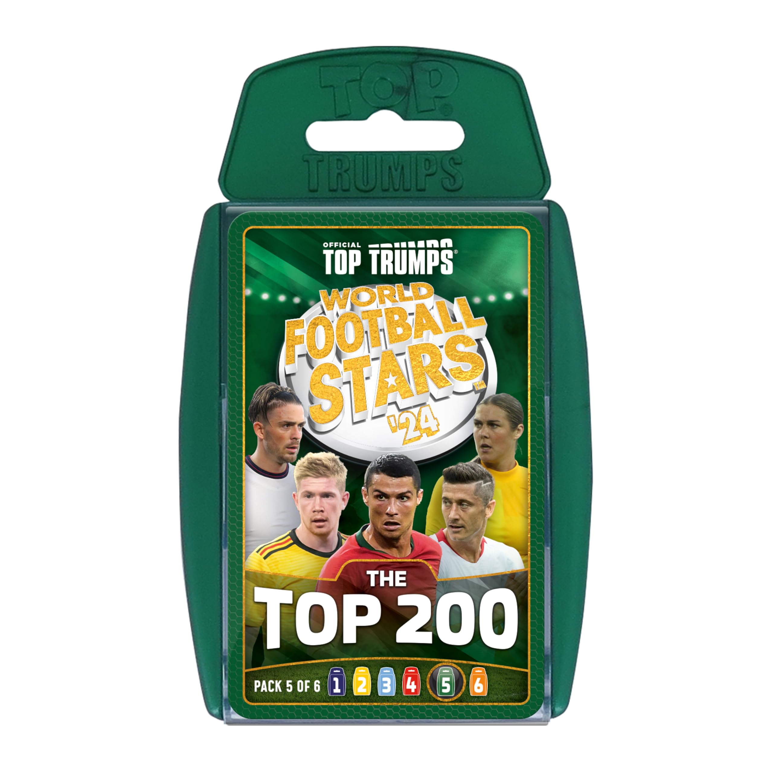 Top Trumps World Football Stars Top 200 Card Game Pack 5, Play with Ronaldo, Kevin De Bruyne, Putellas and Paredes, educational gift for ages 6 plus
