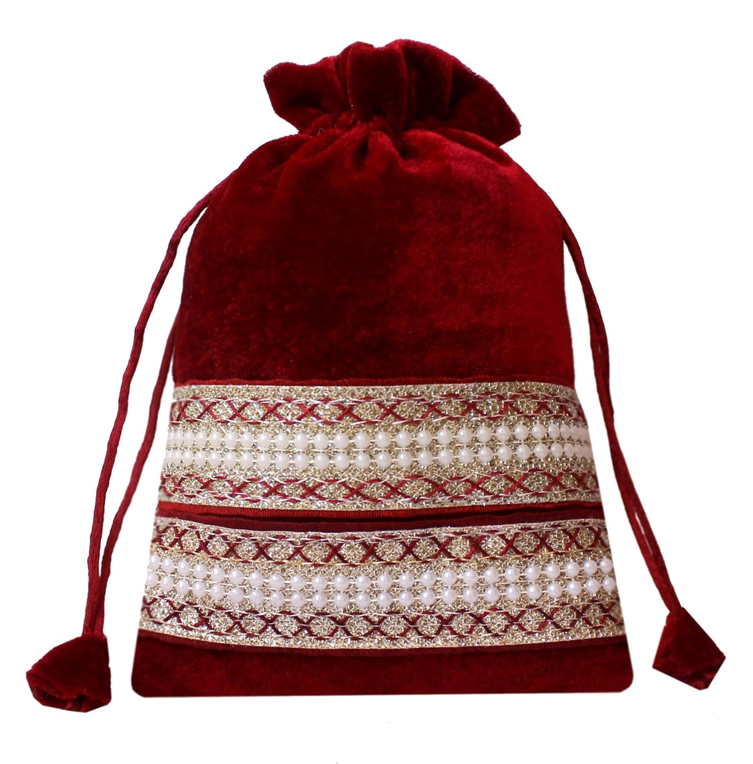 milan's creation women's cotton potli bag (red, marvelpotli)