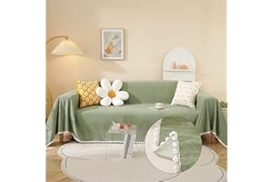 HANDONTIME Couch Cover, Sofa Covers, Sage Couch Cushion Cover Dog Furniture Protector for Living Room Chenille Couch Throw Cover Soft Thick Machine Washable Throw Blankets Sofa Slipcovers, 71" X134"