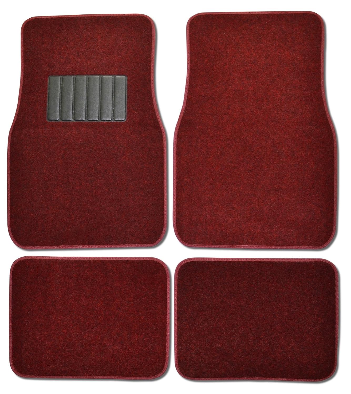 Best Floor Mats Reviews BDK MT-100-BD Burgundy Red Carpeted 4 Piece Car SUV Floor Mats With Vinyl Heel Pad Car Vehicle Universal Fit 