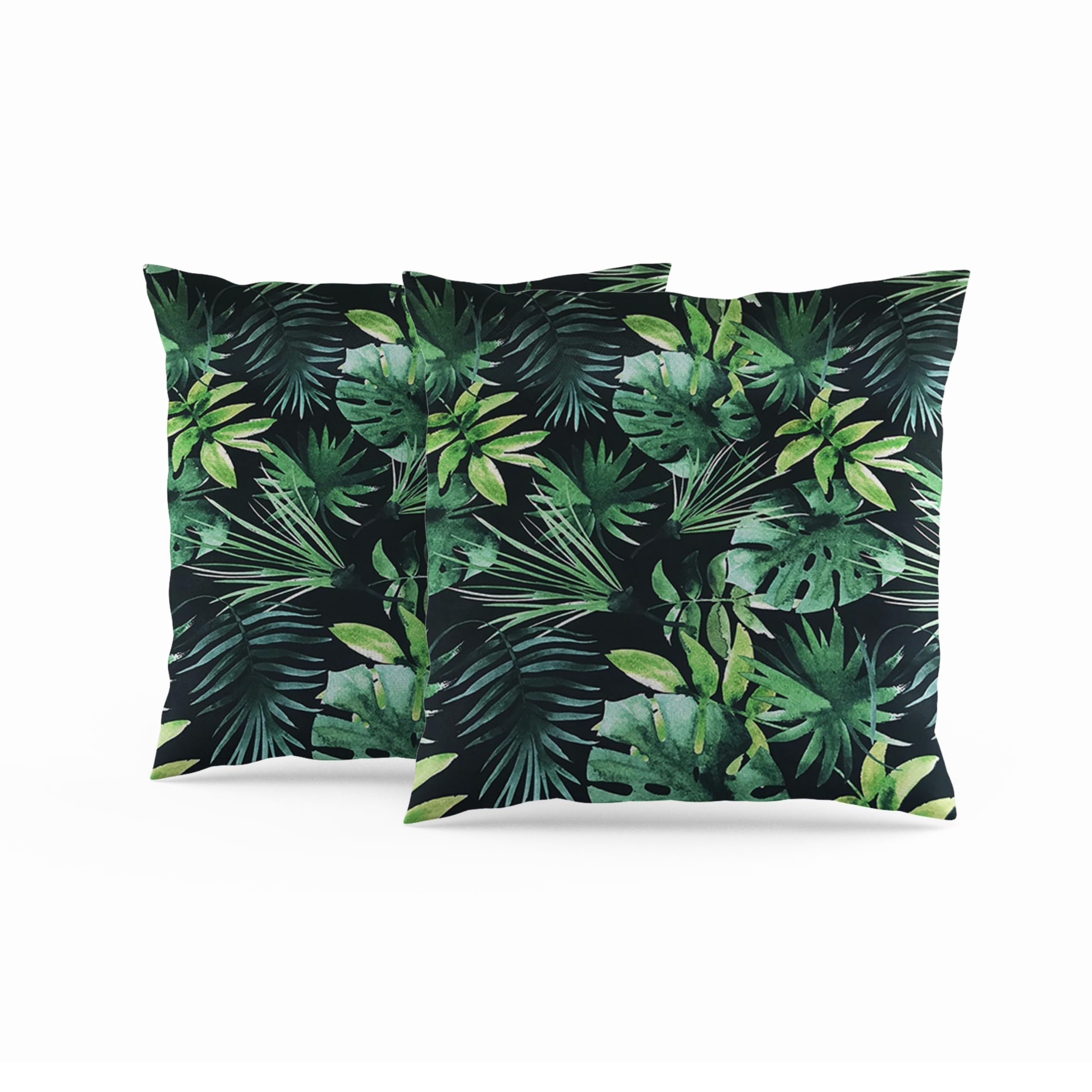 ggaimwf 60x60cm Leaf Cushion Covers Modern Watercolor Green Leaves Jungle Tropical Linen Look Pillowcases with Invisible Zipper for Room Bed Living Room Outdoor Sofa Patio Garden Cushions Set of 2