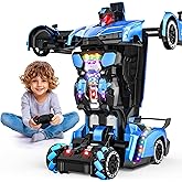 Holyton Big 1:10 Scale Transform RC Car & Robot – One-Button Transformation, Gesture Sensing, LED Lights, Music & Fog Spray, 2 Batteries 80 Mins Play, Birthday Gift for Boys Girls Ages 3-12
