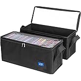 BOATISLE CD Case Holder with Handles and Clear Lid, 2-Pack Black – CD Storage Box with Label Slots, Portable Organizer for Media Collection and Efficient Storage