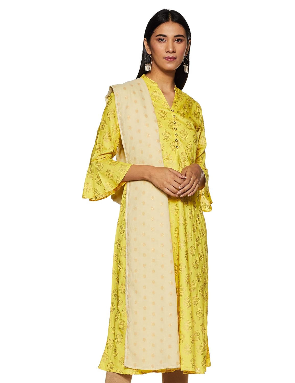 Tavasya Women's Rayon A-line Kurti with Dupatta