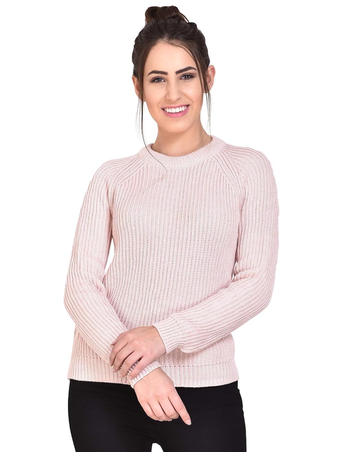 mansicollections pink raglan sleeves sweater for women