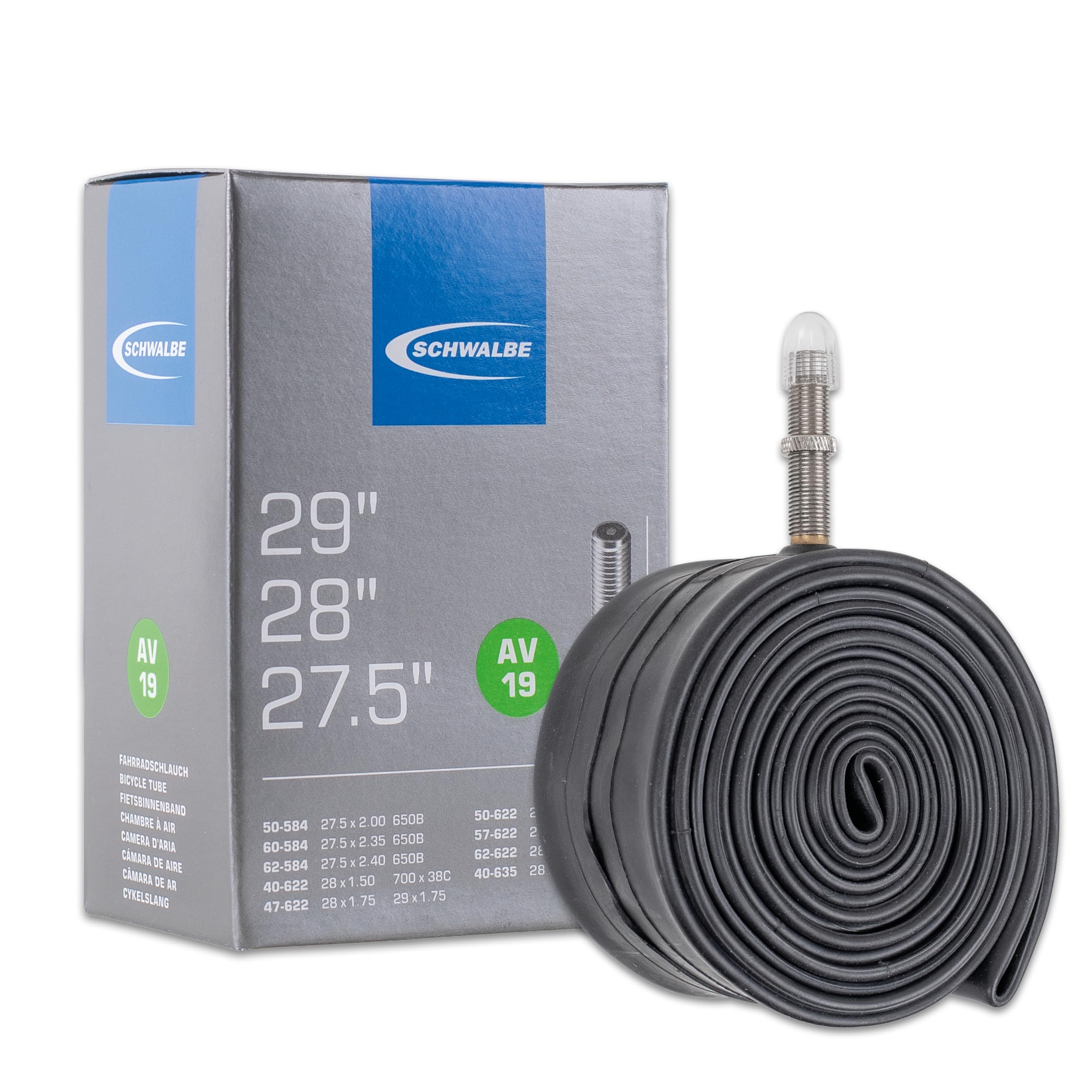 Schwalbe AV19 700 x 38 45c (28 x 1.5-2.35) Inner Tube with Schrader Valve, Black โ image 1