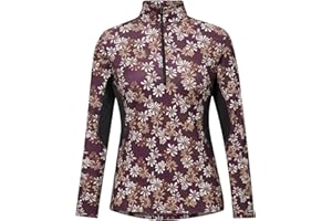 Kerrits Women's On Course Quarter Zip Fleece Equestrian Tech Top – Long Sleeve, Light Stretch Winter Shirt, Horse Print