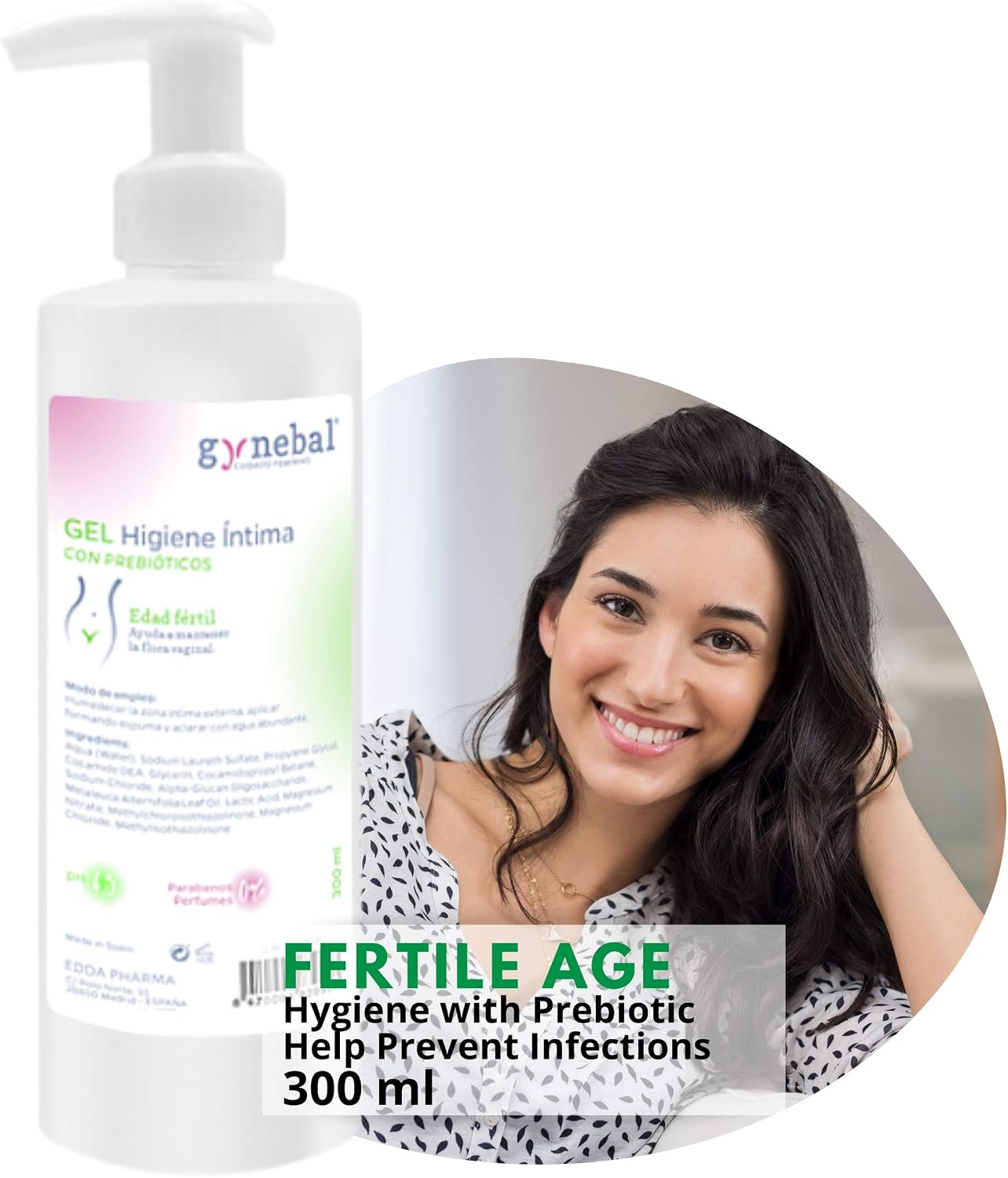 GYNEBAL Intimate Wash Women Gel for Ladies in Fertile Age, Purifying, Moisturising, Prevent Feminine Dryness