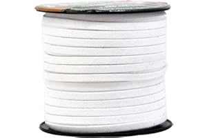 Mandala Crafts White Faux Suede Cord for Jewelry Making - 5mm 50 Yards Flat Vegan Leather Strings Laces Strips for Bracelets, Necklaces, DIY Crafts, and Dream Catchers Supplies