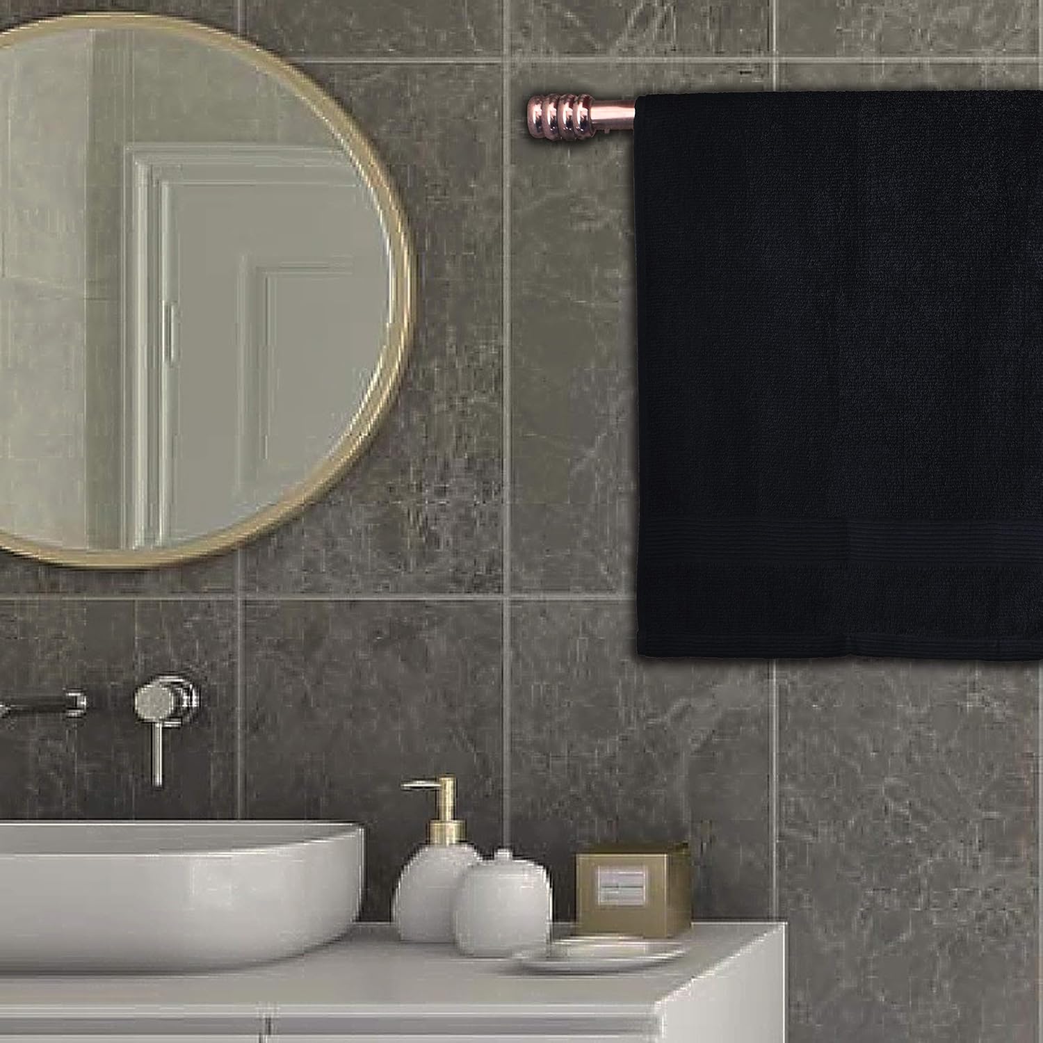 Elvana Home 8 Piece Towel Set 100% Ring Spun Cotton, 2 Bath Towels 27x54, 2 Hand Towels 16x28 and 4 Washcloths 13x13 - Ultra Soft Highly Absorbent Machine Washable Hotel Spa Quality - Black: Kitchen & Dining