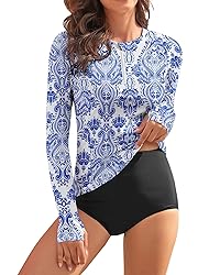 WOWENY Women Rash Guard Long Sleeve Swim Shirts UPF
