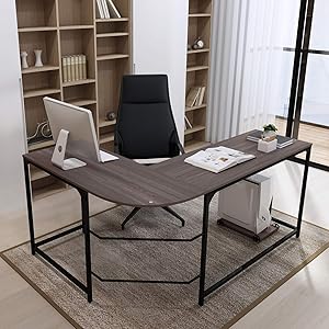 Teraves Reversible L-Shaped Desk Corner Gaming Computer Desk Office Workstation Modern Home Study Writing Wooden Table (Small, BOAK)