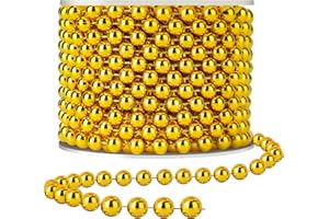 YAXINRUI Craft Pearl 33 Feet Pearl Beads Garland for Christmas Tree, 8MM Gold Faux Pearls Strings Bead Roll Strand for Wedding Party Christmas Tree Decoration