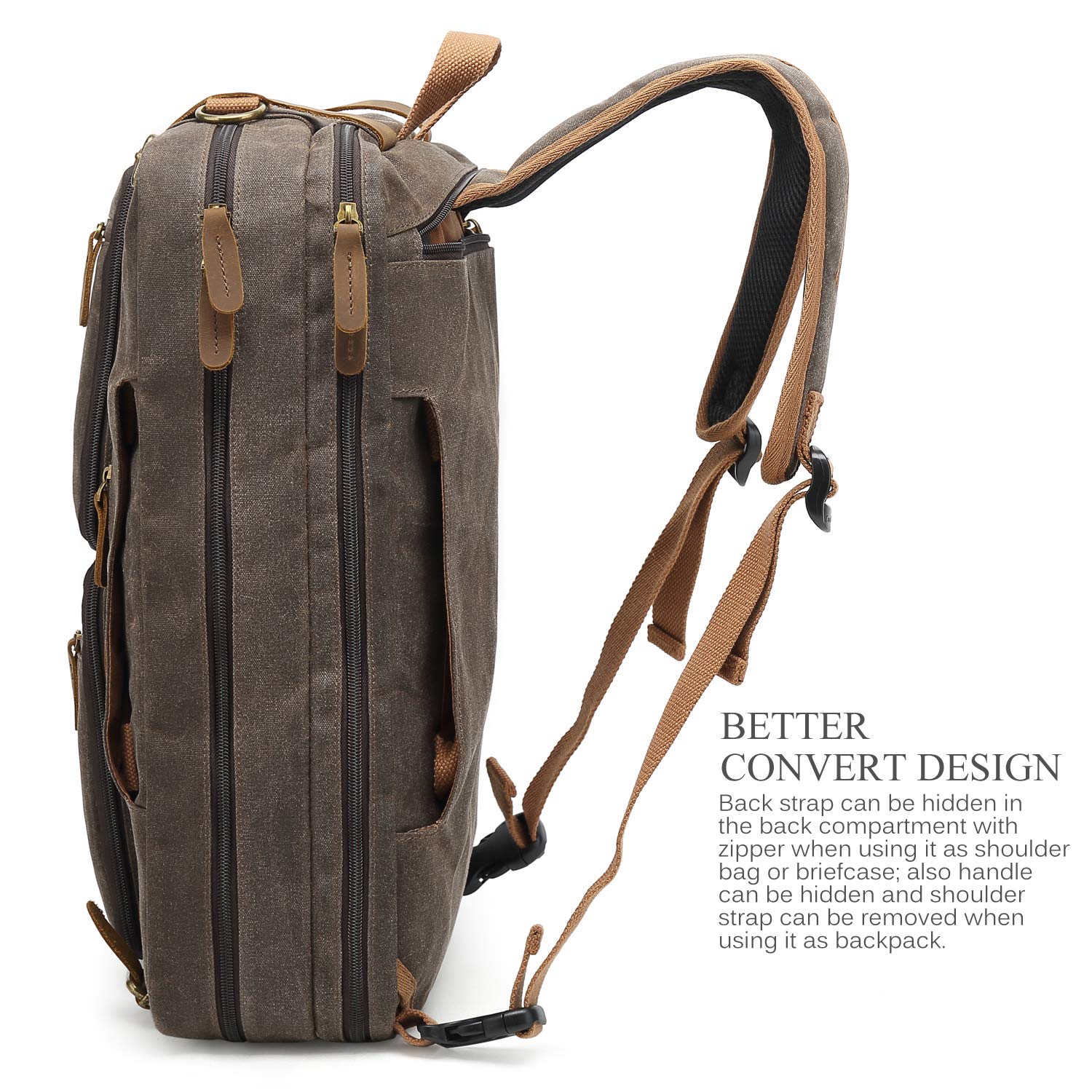 Bandoleras Informatica Coolbell Waterproof Messenger Bag Maletin Convertible Laptop Travel Mochila Bolsa 17 3 Pulgadas Bolso Bandolera Bandolera Multifuncional Para Hombres Mujeres Lona De Cera Negra