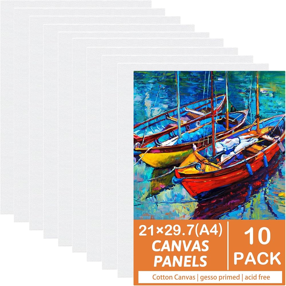 Koncci A4 Canvas Panels 21x29.7cm 10 Pack Cotton Acid-Free for Painting
