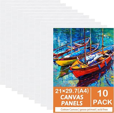 Koncci A4 Canvas Panels 21x29.7cm 10 Pack Cotton Acid-Free for Painting