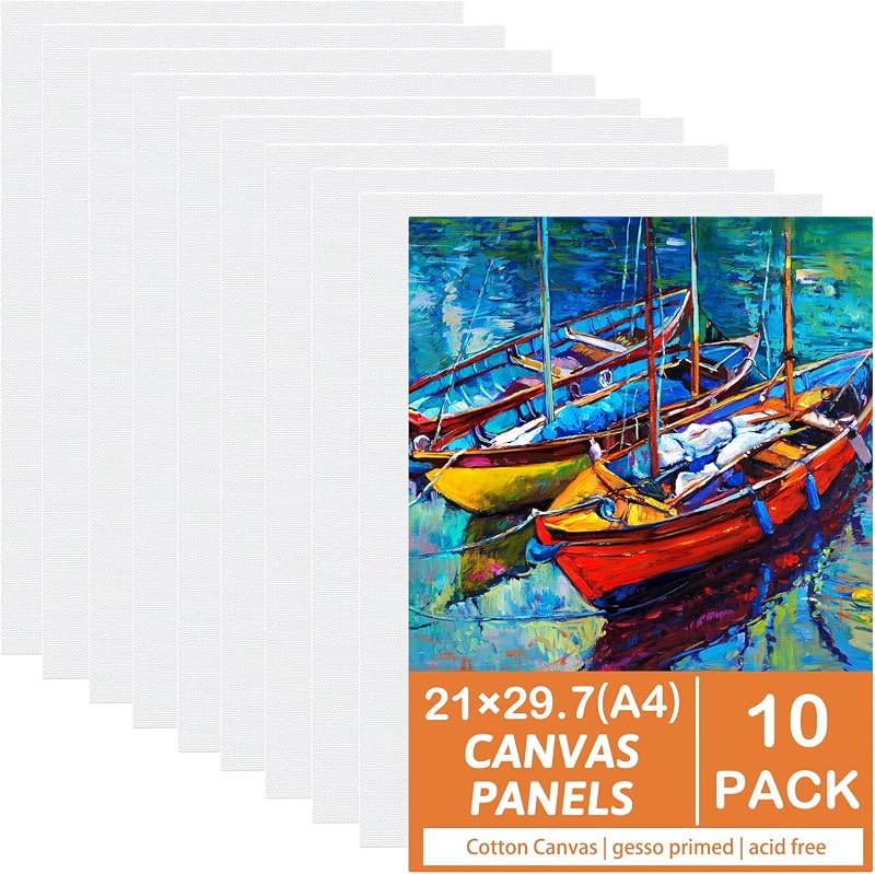 Koncci A4 Canvas Panels 21x29.7cm 10 Pack Cotton Acid-Free for Painting