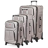 SwissGear Sion Softside Expandable Roller Luggage, Pewter, 3-Piece Set (21/25/29)