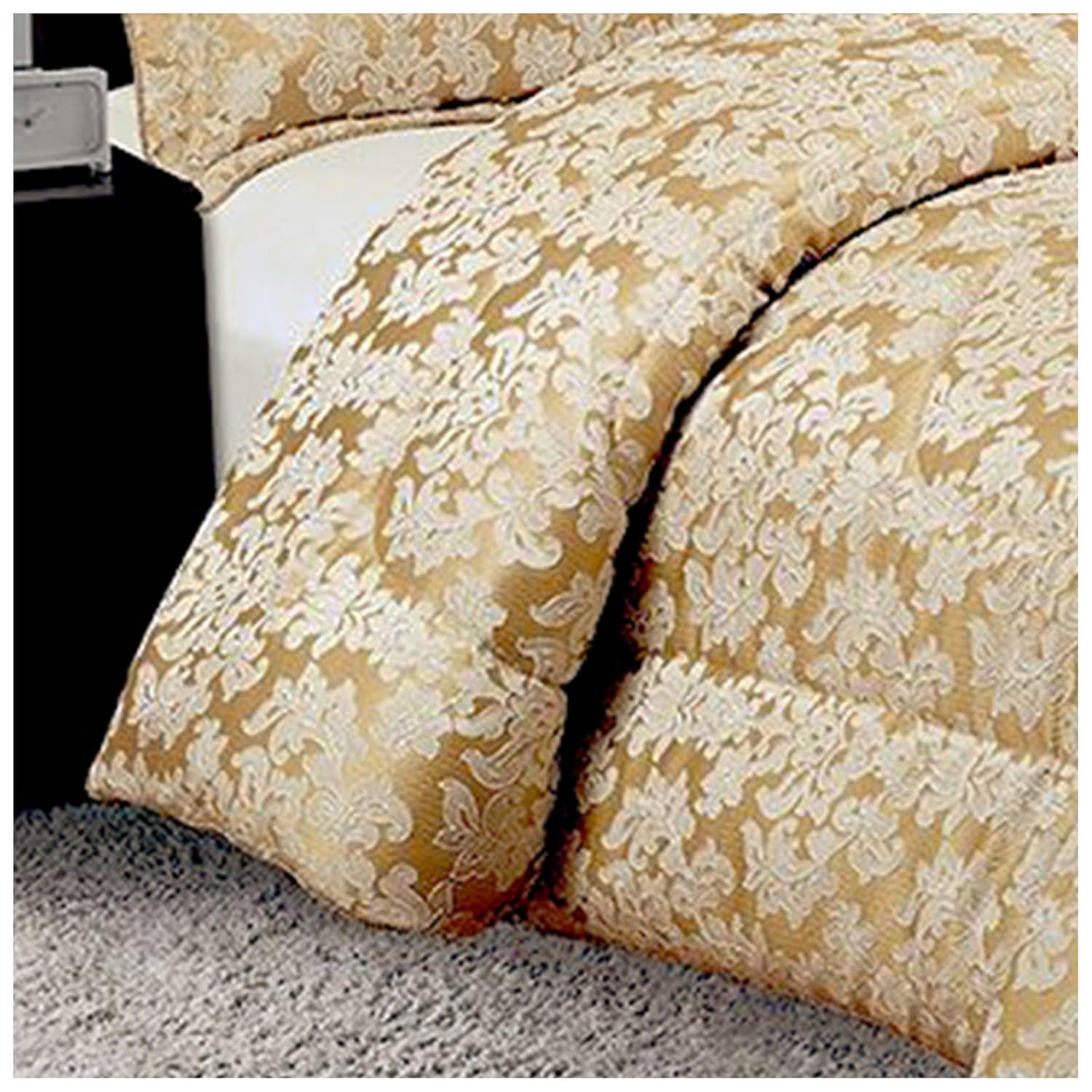 Luxurious Cream 3Pcs Quilted Jacquard Bedspread Super King Size eBay