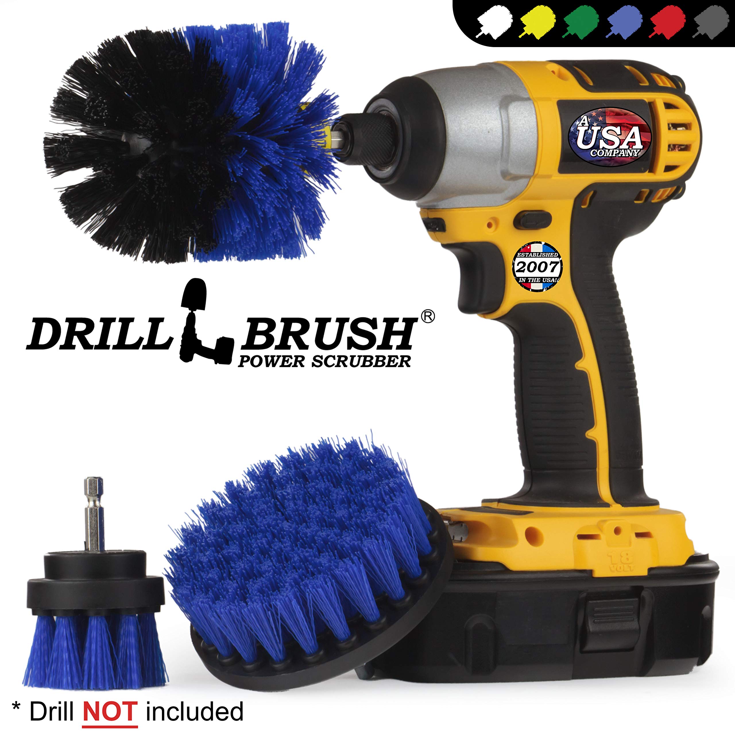 Drillbrush Boat Accessories – Kayak Cleaning Kit – Boat Cleaning Brush Kit – Marine Scrub Brush Attachment for Drill – Rotary Brushes for Boats – Motorized Hull Power Scrubber Set - Hull Cleaner Set