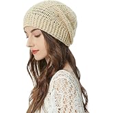 ZLYC Women Cotton Crochet Slouchy Beanie Hat Handmade Knit Summer Skull Cap | Lightweight breathable,boho casual chic look,travel photos festival party,café commute daily wear,beach concert gathering
