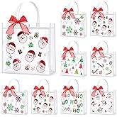Hosuly 24 Pcs Christmas Clear Gift Bags with Handle Ribbon Clear PVC Xmas Party Favor Bags Plastic Christmas Candy Treat Goodie Bags for Holiday Winter Wedding Birthday Party Supplies