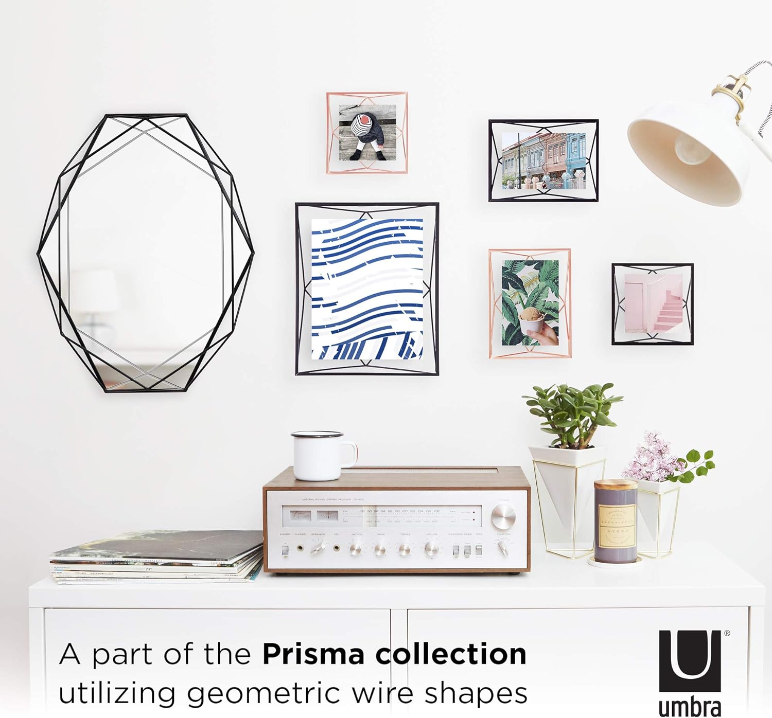Umbra Prisma Modern Geometric Shaped Oval Mirror Wall Decor for Bedroom, Bathroom, Living, Dining Room, 22x17In, Black: Home & Kitchen