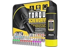 Aiourx Torque Screwdriver Set, 10-80 Inch Pounds lbs, 31 Piece 1/4" Drive Torque Screwdriver Wrench with S2 Steel Bits for Maintenance, Tools, Bike Repairing and Mounting