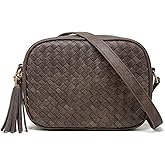 AFKOMST Woven Crossbody Bags for Women Small Summer Purse and Boho Cross Body Handbag with Tassel, Vegen Leather | Fit Long Wallet, Spacious Room