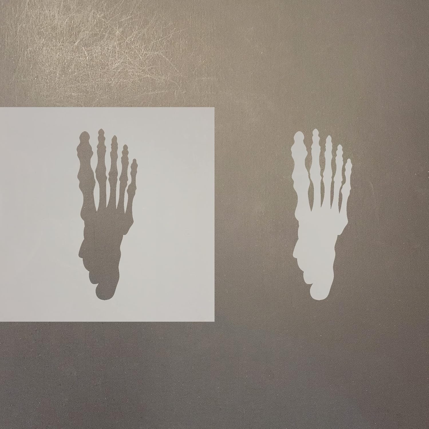 Mixed Media - Skeleton Foot Reusable Mylar Stencil - Art Craft Supplies 4 Inch