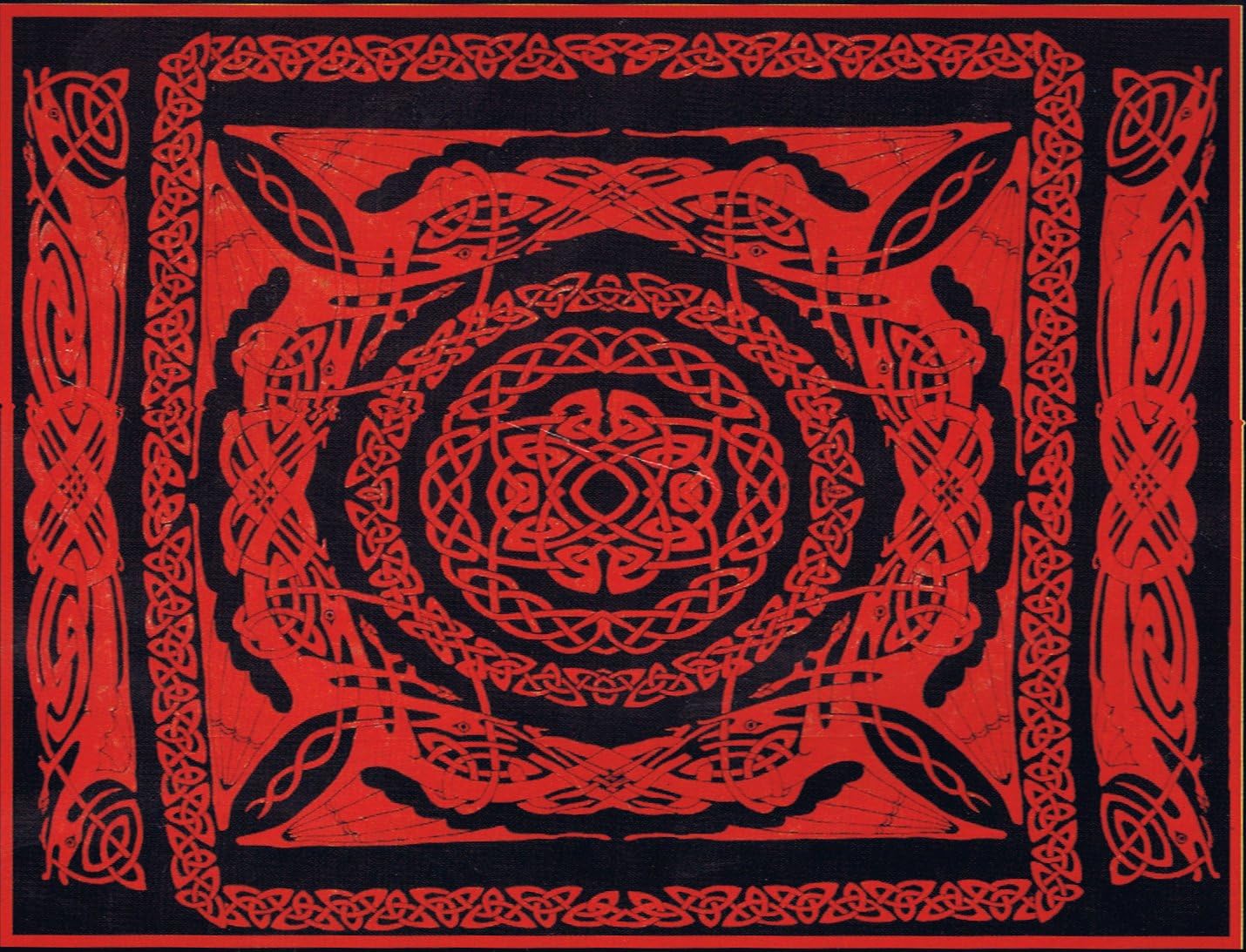 Giant Wall Tapestry - Red Celtic Dragon Circle