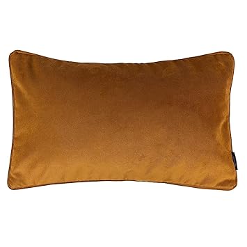 McAlister Textiles Matter Samt | Kissenbezug für Sofakissen in Dunkles Orange | 50 x 30cm | griffester Samt edel paspeliert |