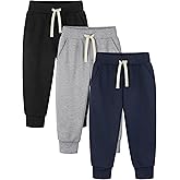 Feyoyi 3 Pack Toddler Boys Girls Sweatpants Toddler Boys Kids Joggers Pants with Pocket Drawstring Athletic Clothes