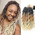 Short Faux Locs Crochet Bob Hair 12 Inch 8 Packs Pre-Looped Wavy Ombre Goddess Synthetic Crochet Dreadlocks Hair Braids For Black Women Color OT1B27613
