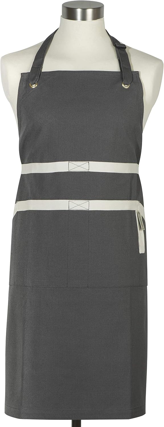 LE CREUSET 4-Layered Textile Chef’s Apron, Bibbed, Stain Resistant, Flint, 95000700444000