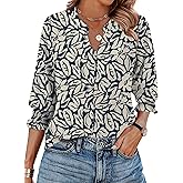 Ivicoer Blouses for Women Dressy Casual 3/4 Length Sleeve Womens Tops Trendy Spring Fall Clothes S-XXL