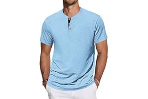 TARAINYA Men's Henley Shirts Cotton Button Short Long Sleeve Casual Tee T-Shirts with Pocket