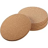 Boao 6 Pcs Round Cork Trivets for Hot Dishes, Hot Pots and Pans, 6 Inch | High Density Thick Coasters Wooden Absorbent Cork Plant Coasters for Kitchen, Drinks Coffee Plants