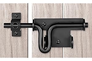 HTHOOOOOME Slide Bolt Gate Latch with Padlock Hole, Heavy Duty Fence Slide Latches Outdoor Doors for Wooden Fence, Shed Door, Vinyl Door