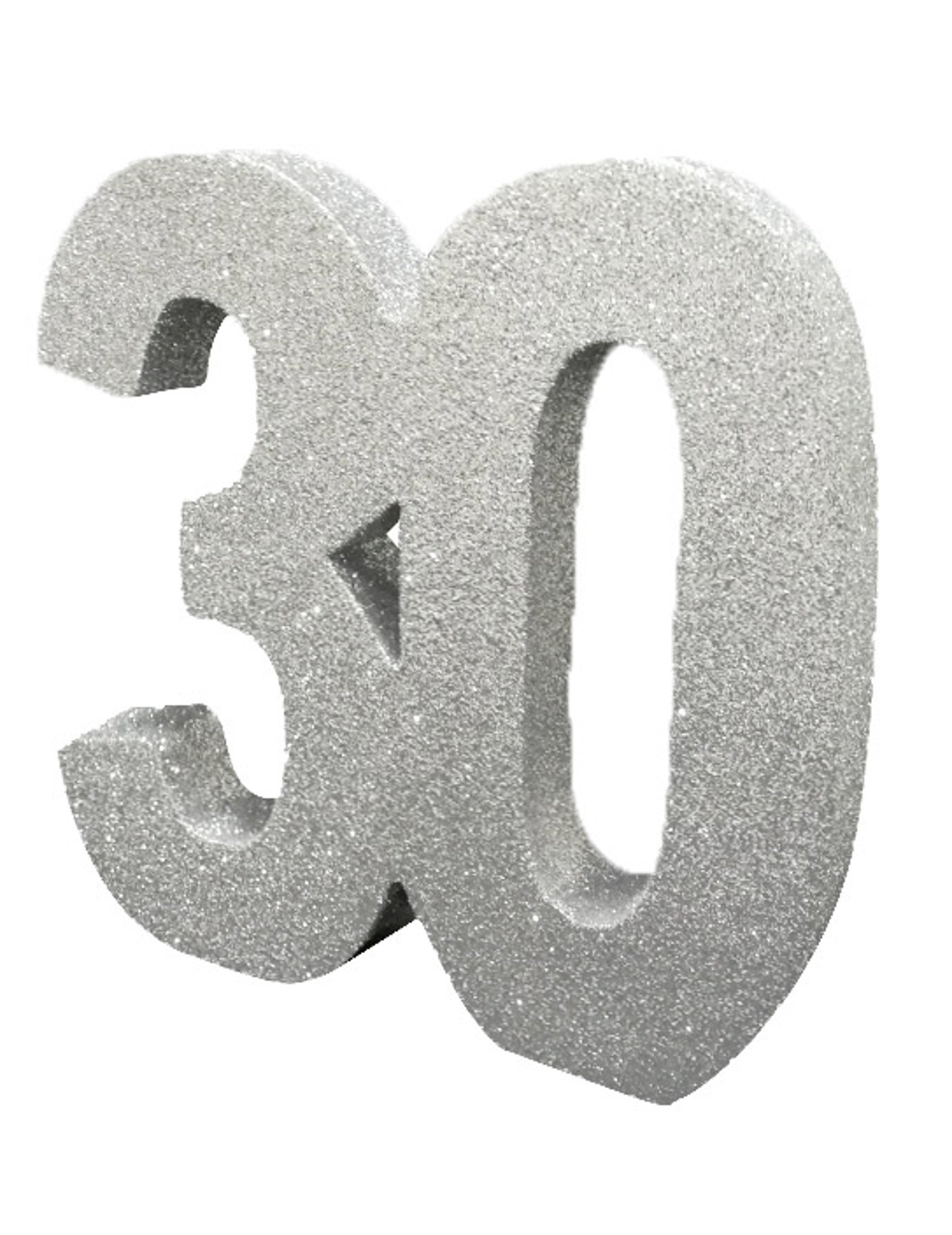 Number 30 Glitter Table Decoration Silver| Table Centrepiece | Table Decorations Centrepiece | 30th Birthday Decorations | Pack of 1 | 20cm |H115