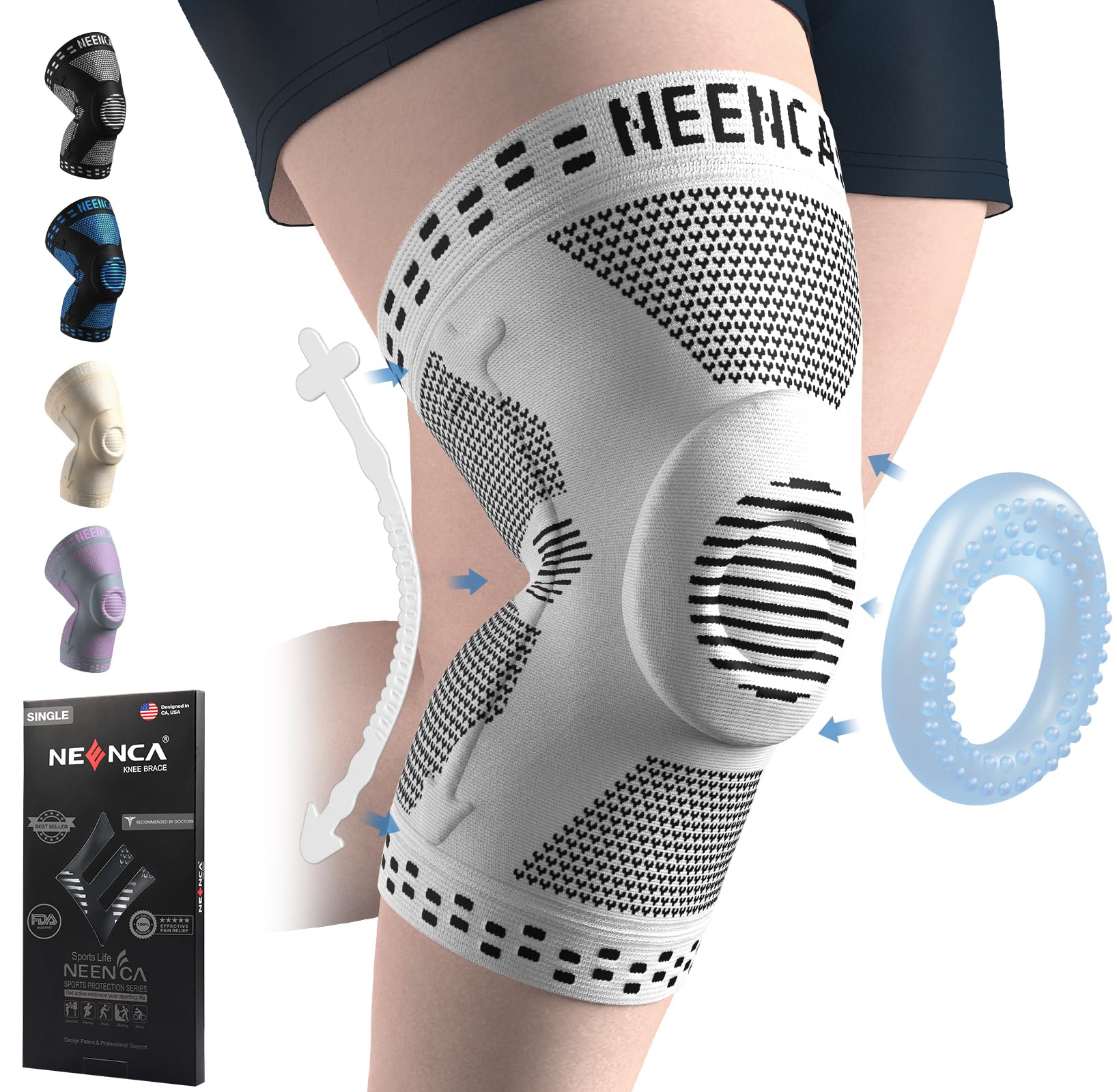 Photo 1 of (4XL) NEENCA Professional Plus Size Knee Brace, Knee Compression Sleeve for Larger Legs and Bigger Thighs, Medical Knee Support for Knee Pain Relief, Injury Recovery, Sports Protection, Single 4XL