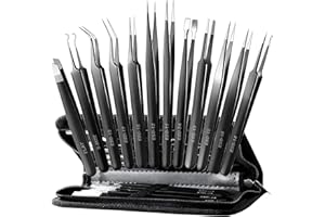 Antonki 12 Pack Precision Tweezers Set, Professional Stainless Steel Tweezers for Craft, Soldering, Jewelry, Eyebrow, Facial 