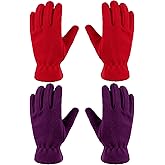 Geyoga 2 Pairs Kids Fleece Gloves Full Finger Winter Warm Gloves Cold Weather Mittens for Boy Girl