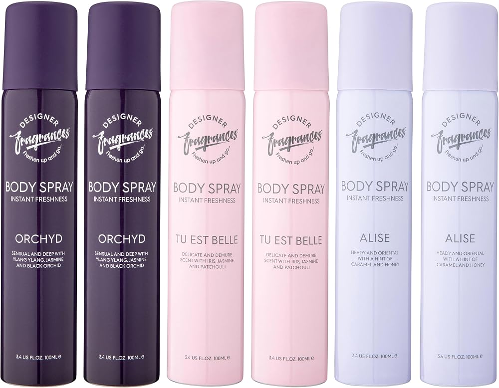 Designer Fragrances 6 Pack 100ml Body Sprays Tu Est Belle Orchyd Alise Bundle